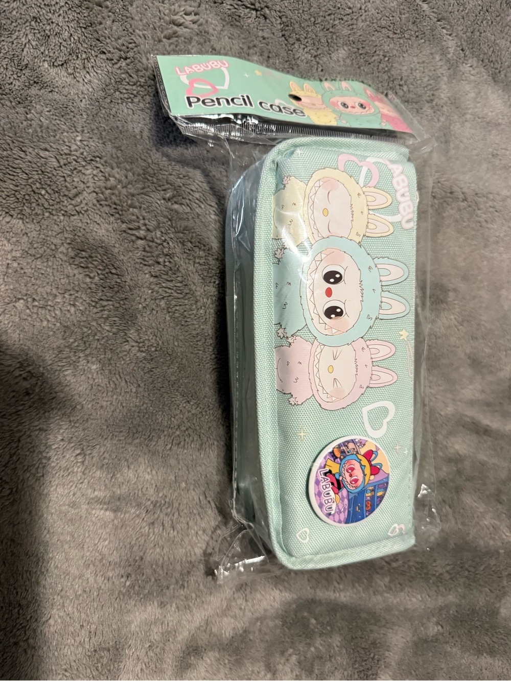 Cute Mint Green Kids Pencil Case with Character Print